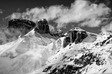 mountains in black and white